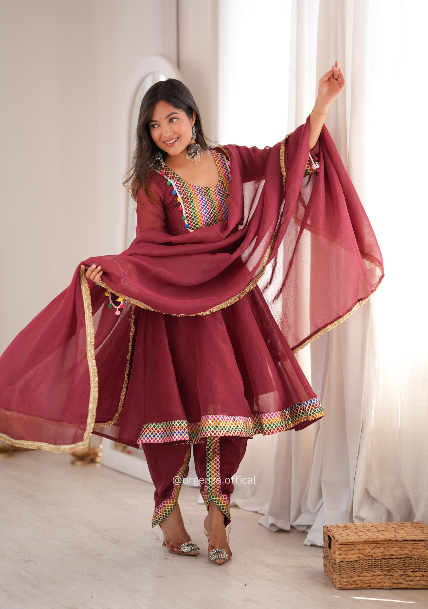 Designer Tulip Dhoti Set with Embroidered Flared Top & Dupatta
