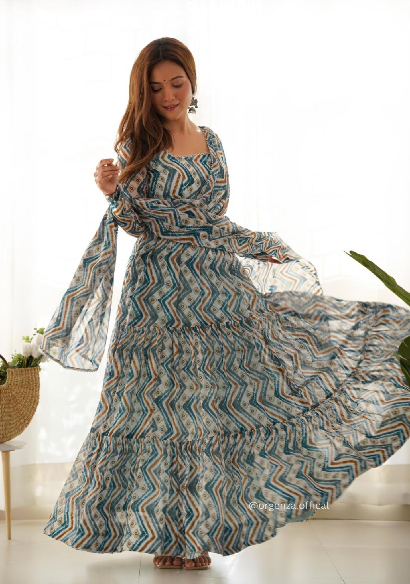 Pure Soft Georgette Ruffle Anarkali - Orgenza Store