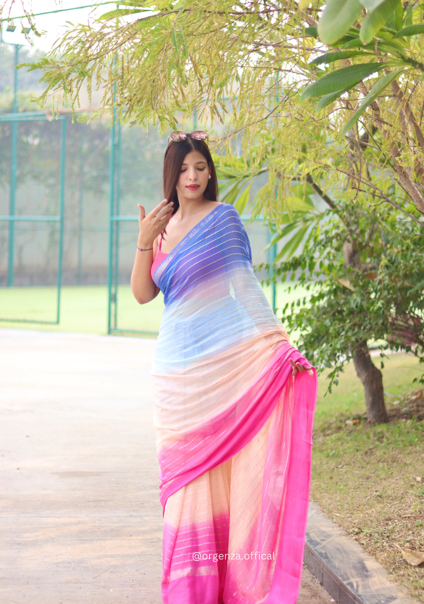 Soft Viscose Gorgette Satin Silk Saree - Orgenza Store