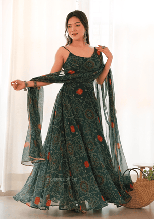 Pure Chiffon Bandhani Gown - Orgenza Store - digisoch