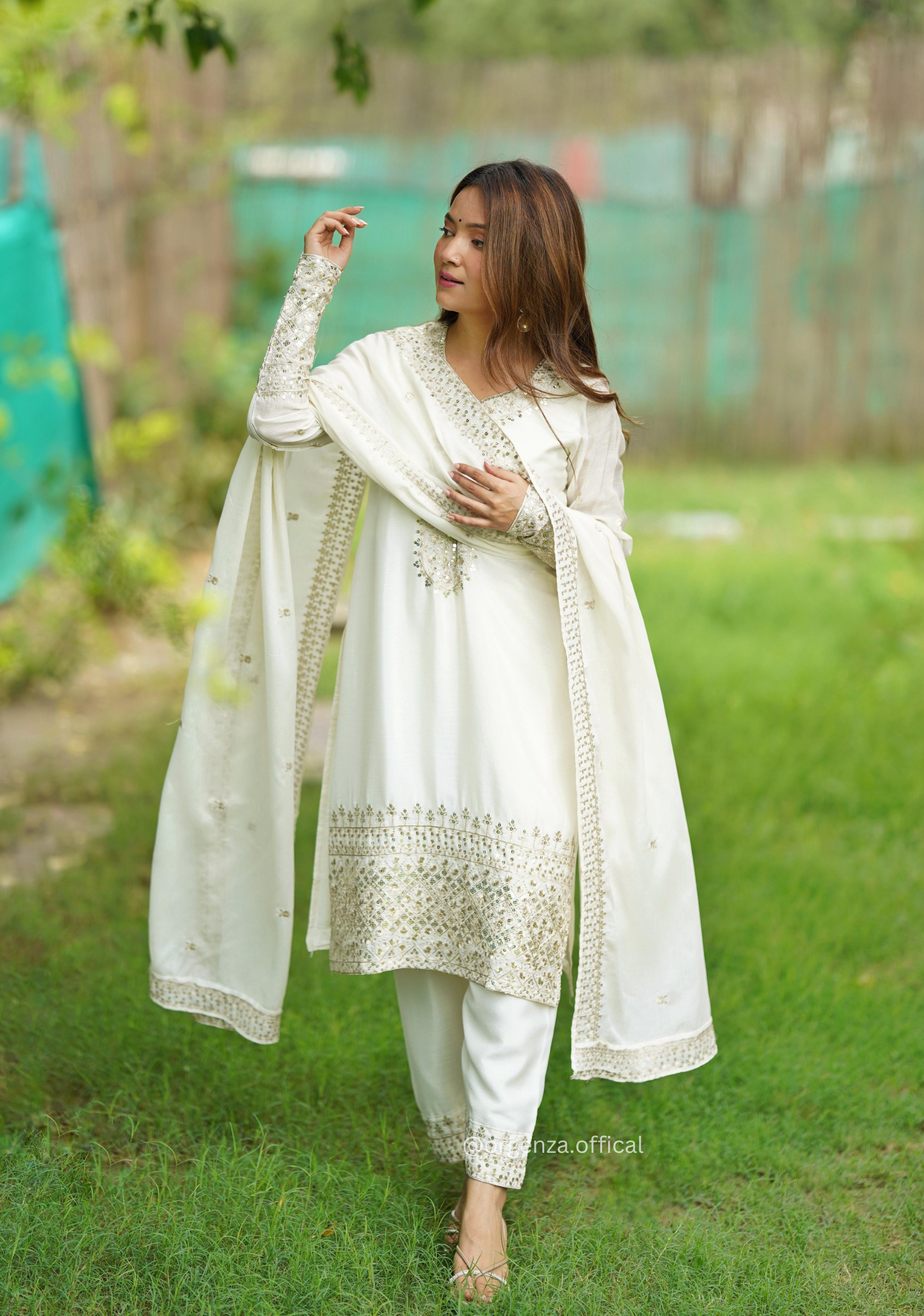 Chinon Silk Fabric Straight Fit Kurta With Dupatta Set - Orgenza Store
