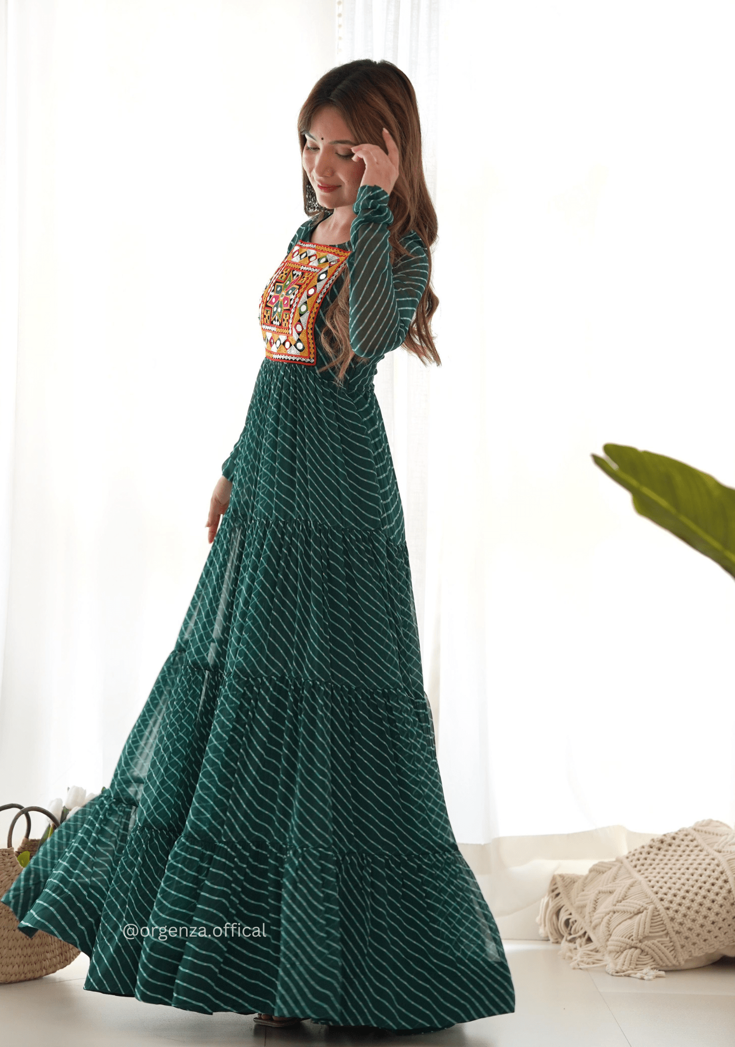Georgette Laheriya Print Ruffle Anarkali - Orgenza Store - digisoch