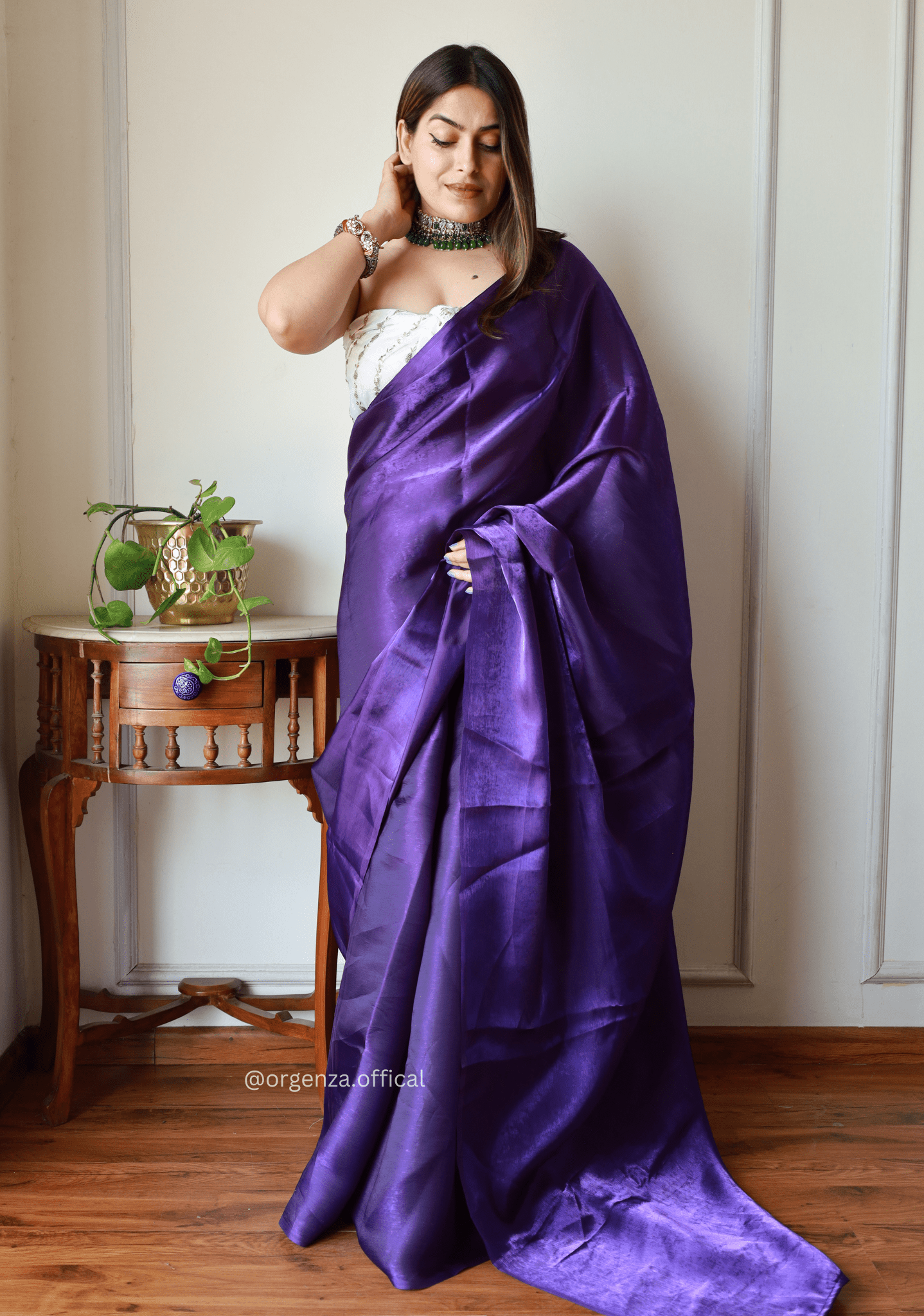 Plain Purple Colour Jimmy Choo Saree - Orgenza Store
