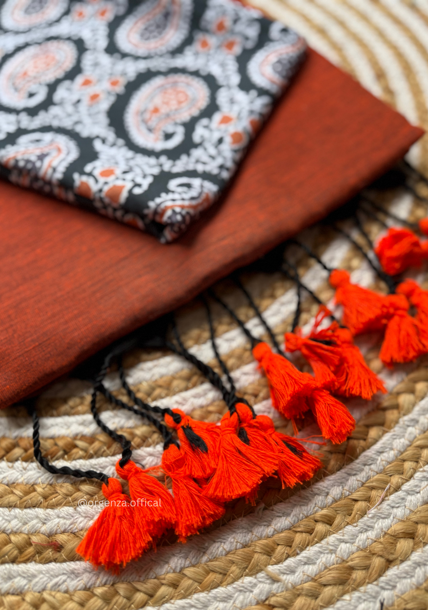 Orange Colour Cotton Saree With Mango Print Blouse