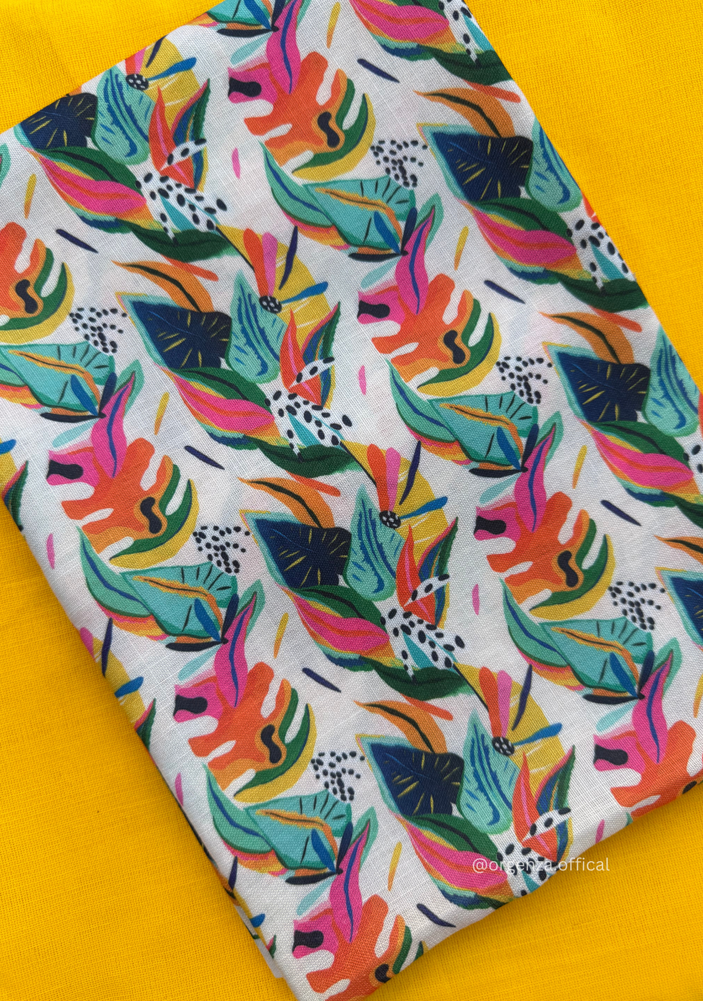 Yellow Colour Cotton Saree With Multi Print Blouse - Orgenza Store - digisoch