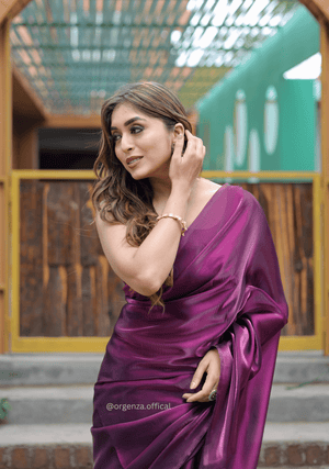 Plain Wine Colour Jimmy Choo Saree - Orgenza Store - digisoch