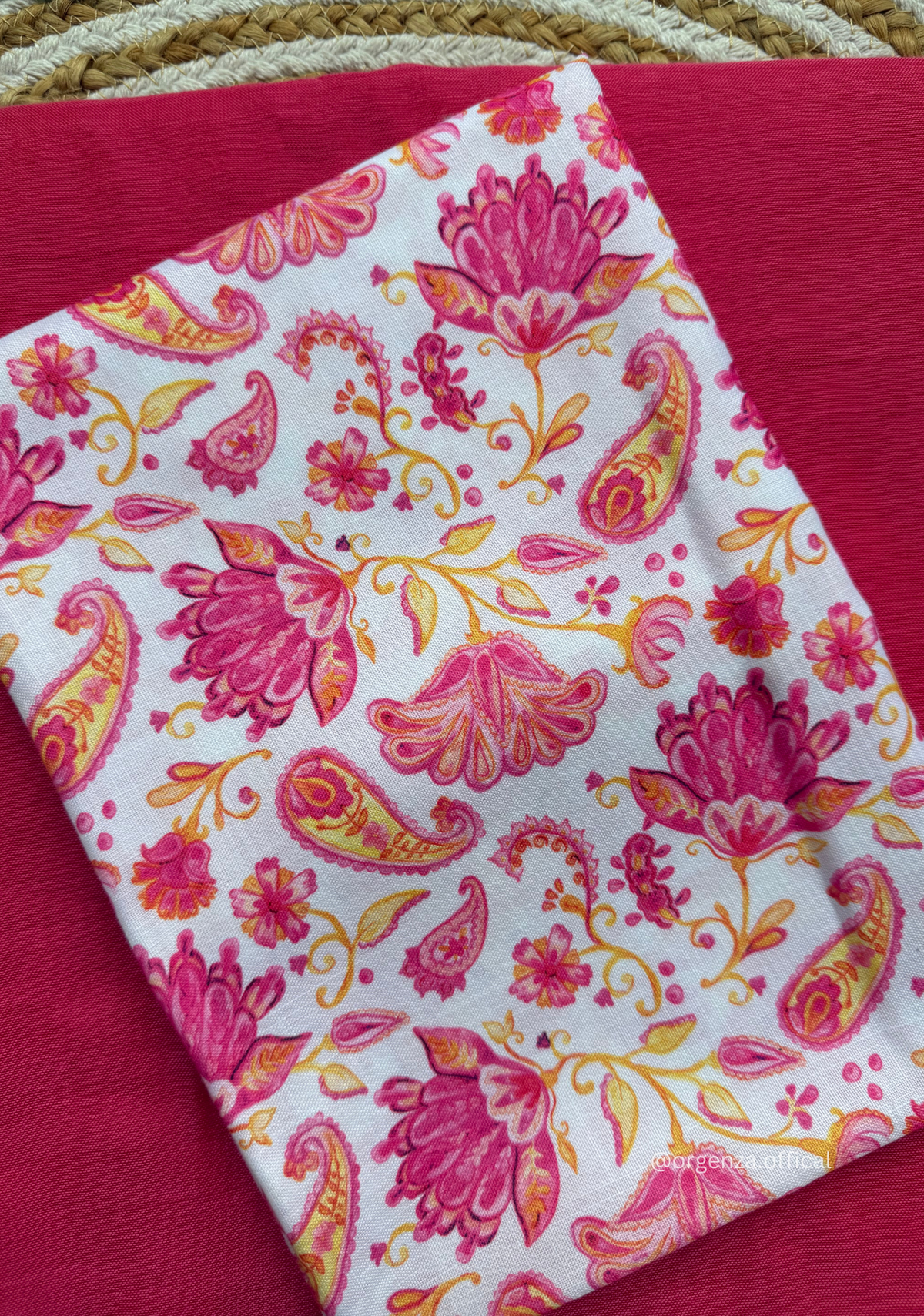 Pink Colour Cotton Saree With White Pink Multi Print Blouse - Orgenza Store - digisoch