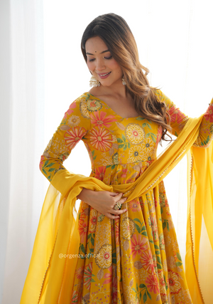 Roman Silk Chanderi Fabric Kediya Kurta With Palazzo Set - Orgenza Store