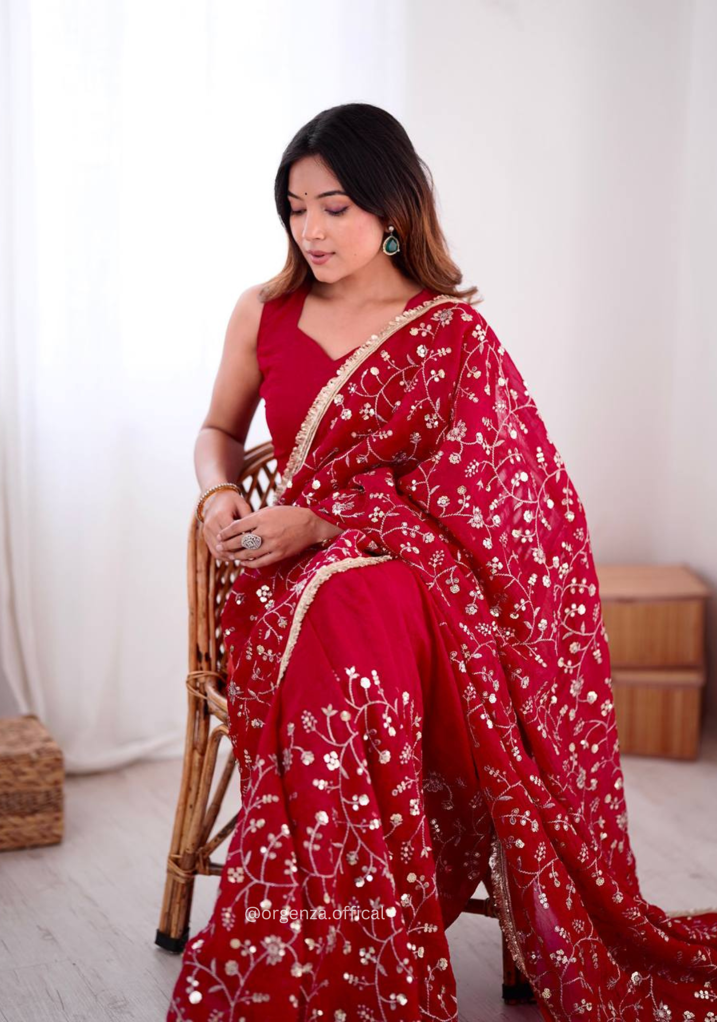 Dark Pink Colour Crunchy Silk Saree