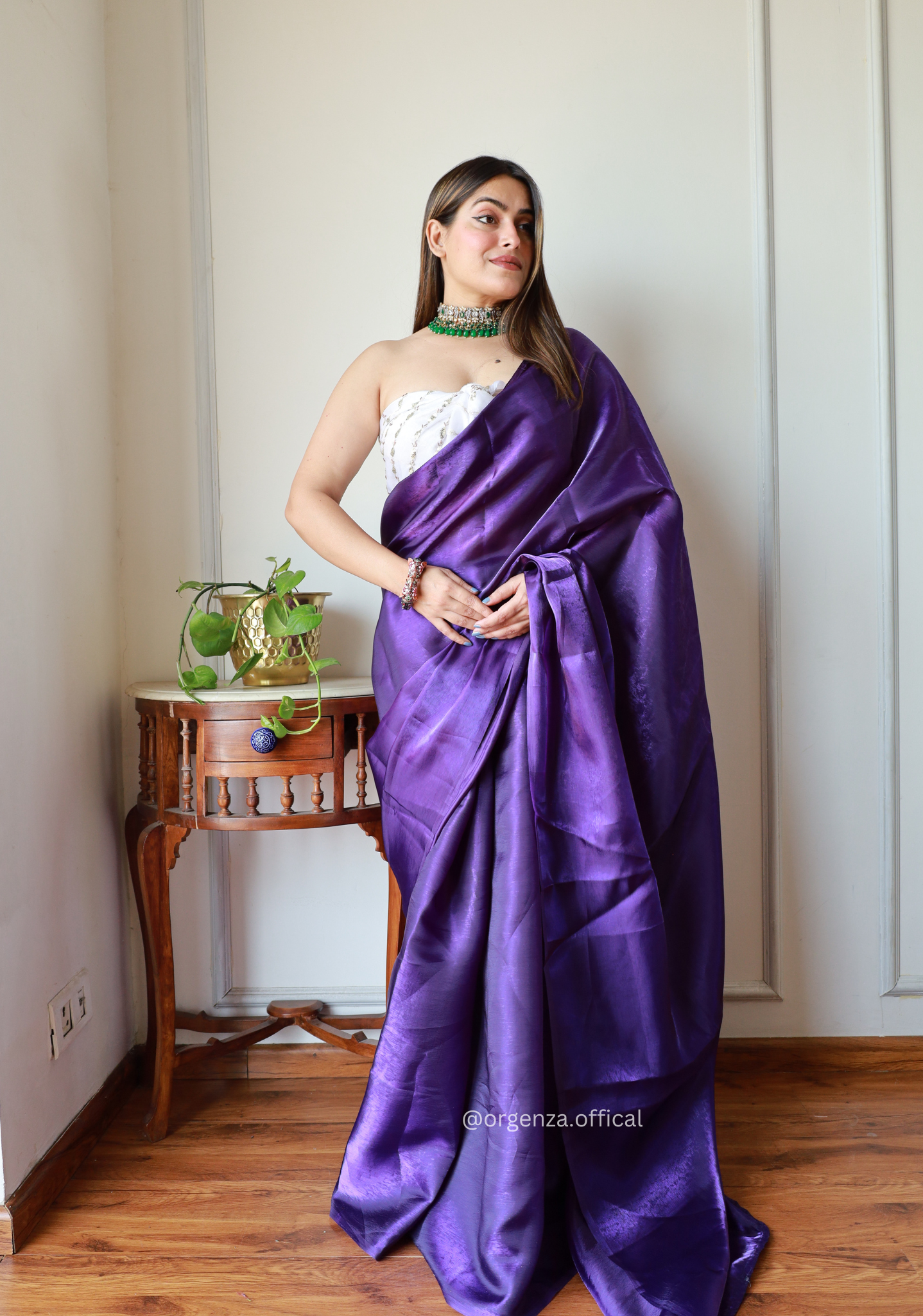 Plain Purple Colour Jimmy Choo Saree - Orgenza Store