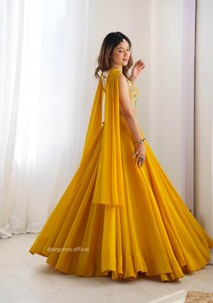 Yellow Colour Georgette Lengha Choli - Orgenza Store