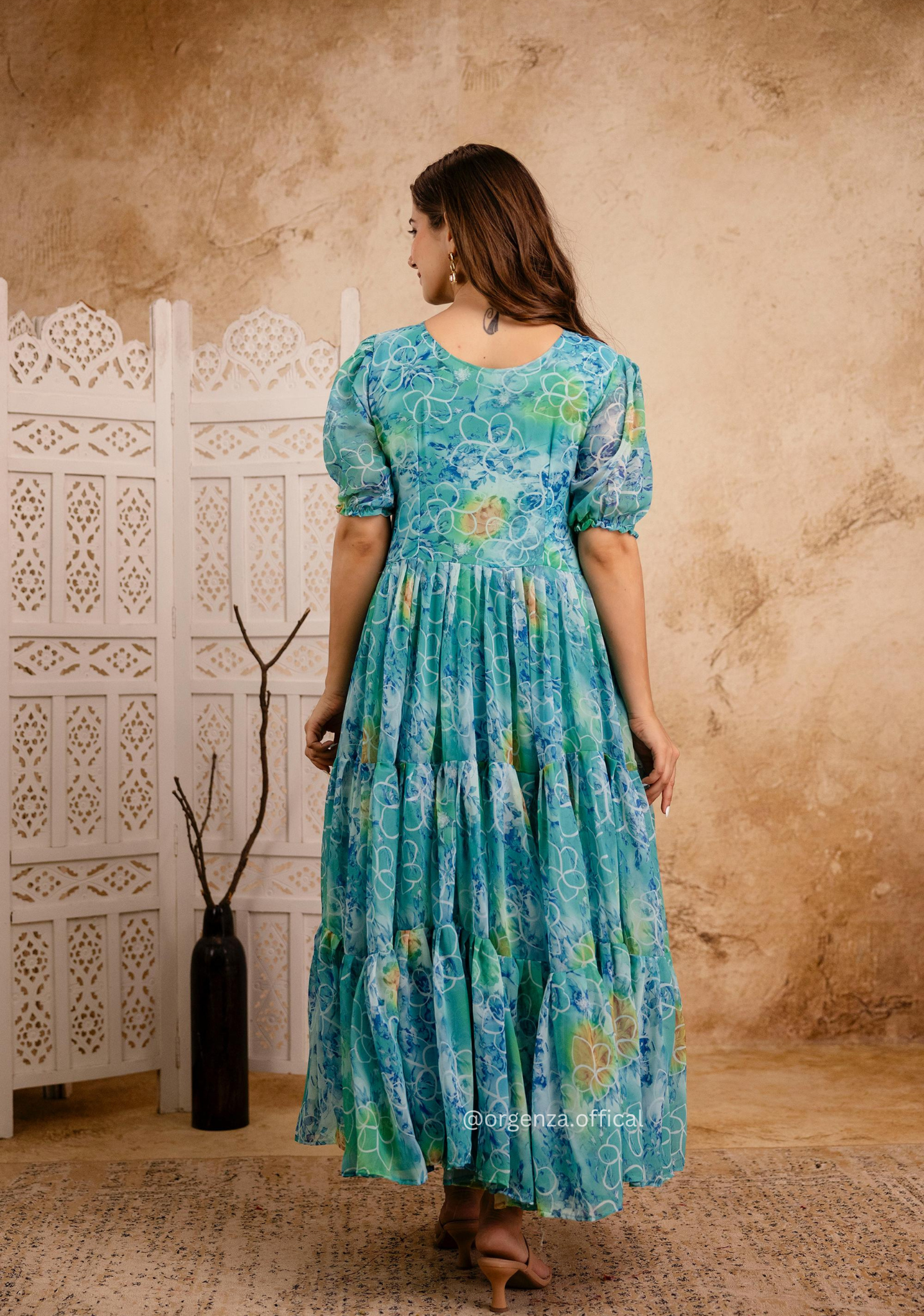 Sky Colour Georgette Digital Print Maxi - Orgenza Store