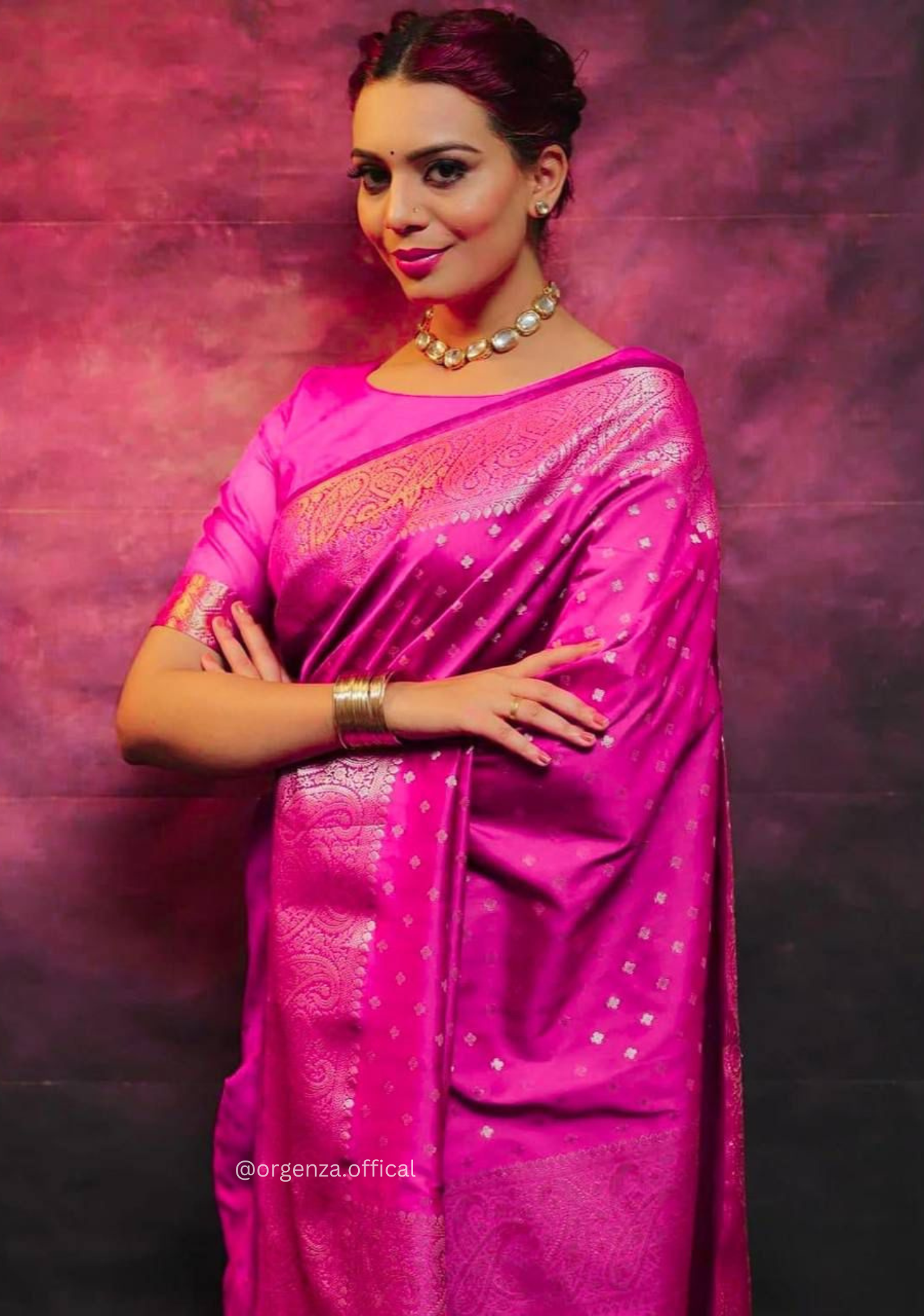 Lichi Silk Saree With Jacquard Zari Work