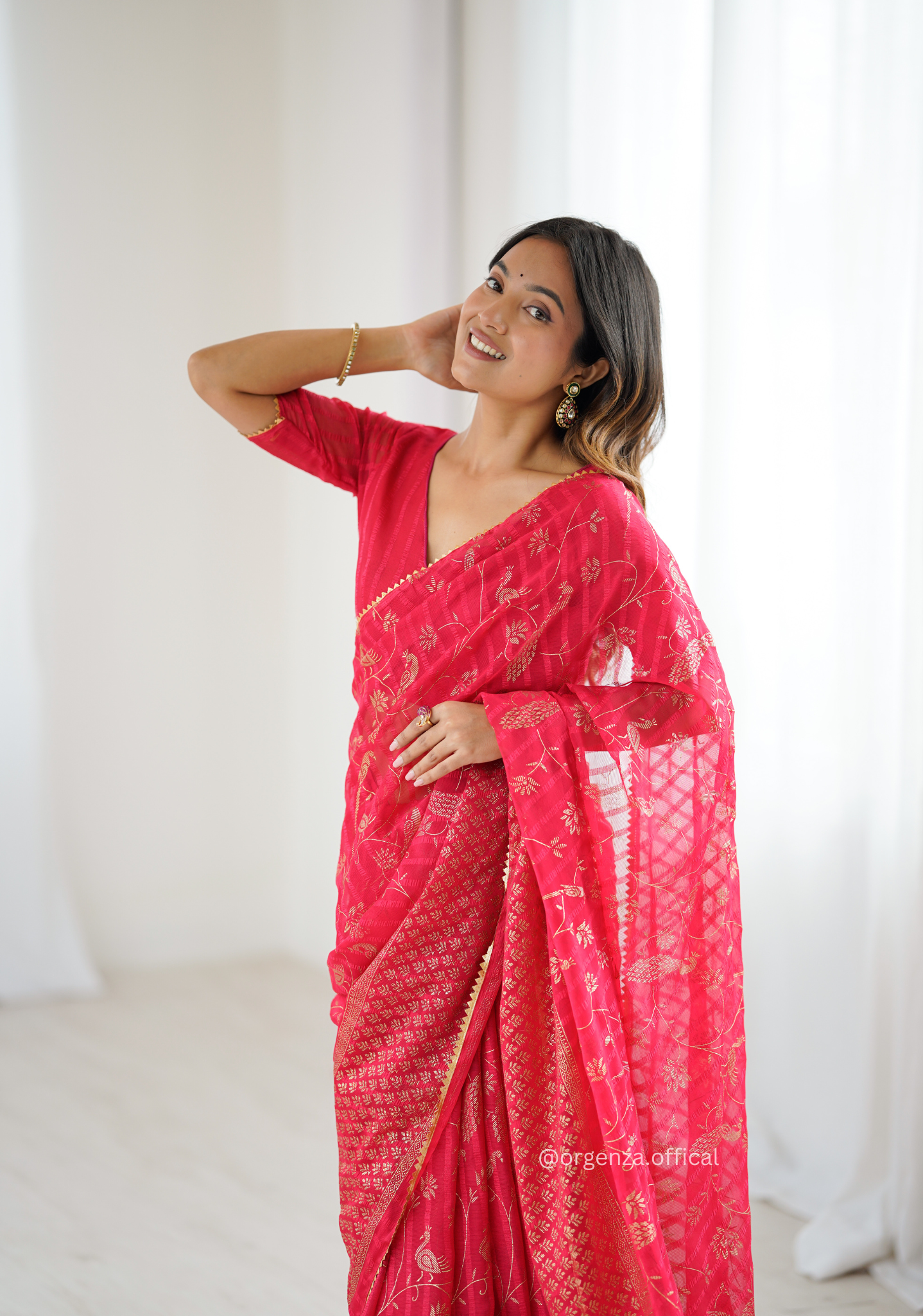 Red Colour Georgette Silk Saree