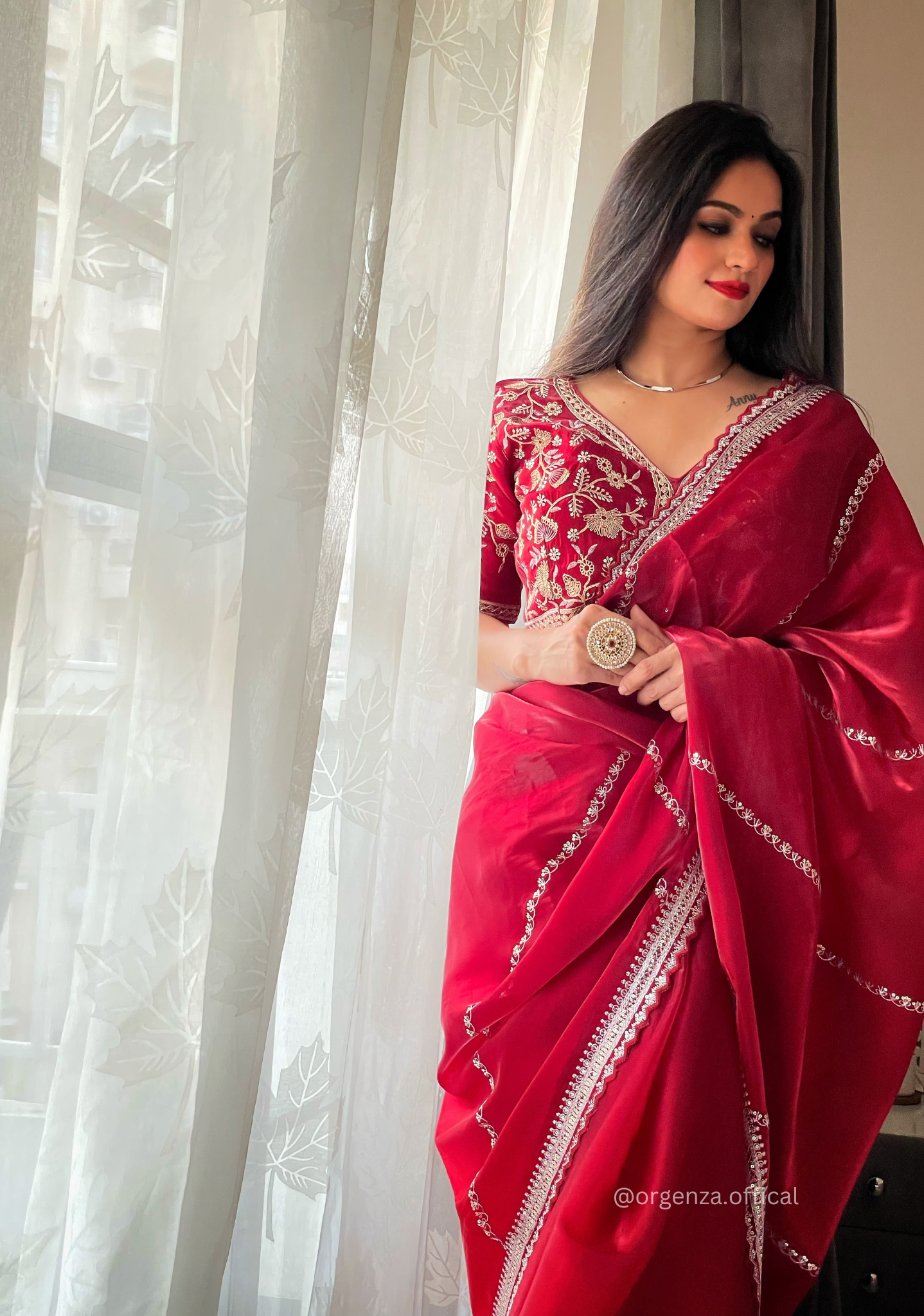 Soft jimmy Choo Silk Saree With Readymade Blouse - Orgenza Store
