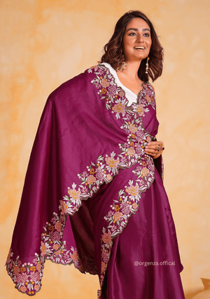 Tussar Satin Silk Saree With Embroidery Viscos Thread Work - Orgenza Store - digisoch