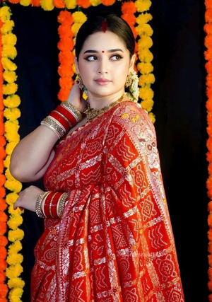 Karwachoth Special viscose Meenakari Bandhej Saree - Orgenza Store - digisoch