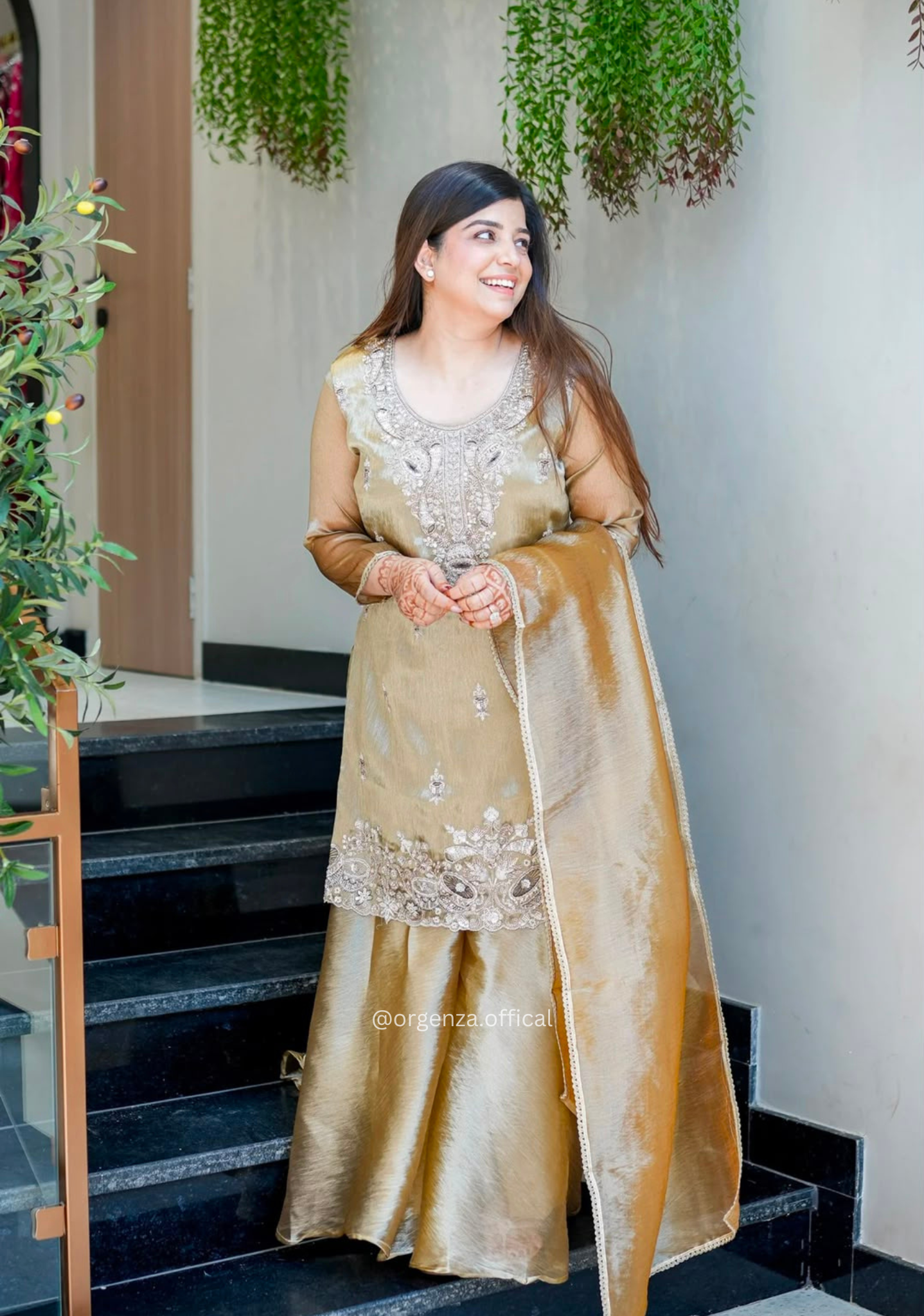 Pure GMY Silk Embroidered Kurta Pant Set with Dupatta