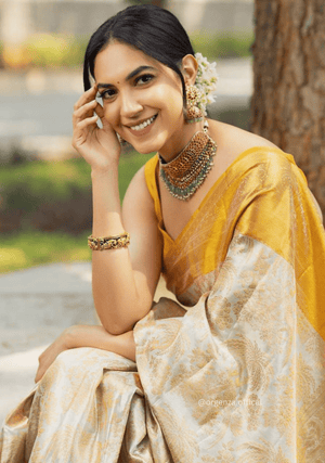 Yellow Colour Rich Pallu Saree Jacquard Zari With Blouse - Orgenza Store - digisoch