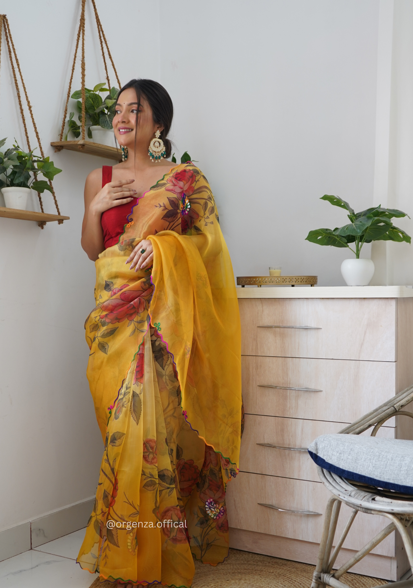 Orgenza Saree With Multi Colour Gotta Work