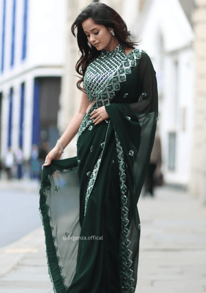 Bottle Green Rangoli Silk Saree With Sequence Embroidery Work - Orgenza Store - digisoch