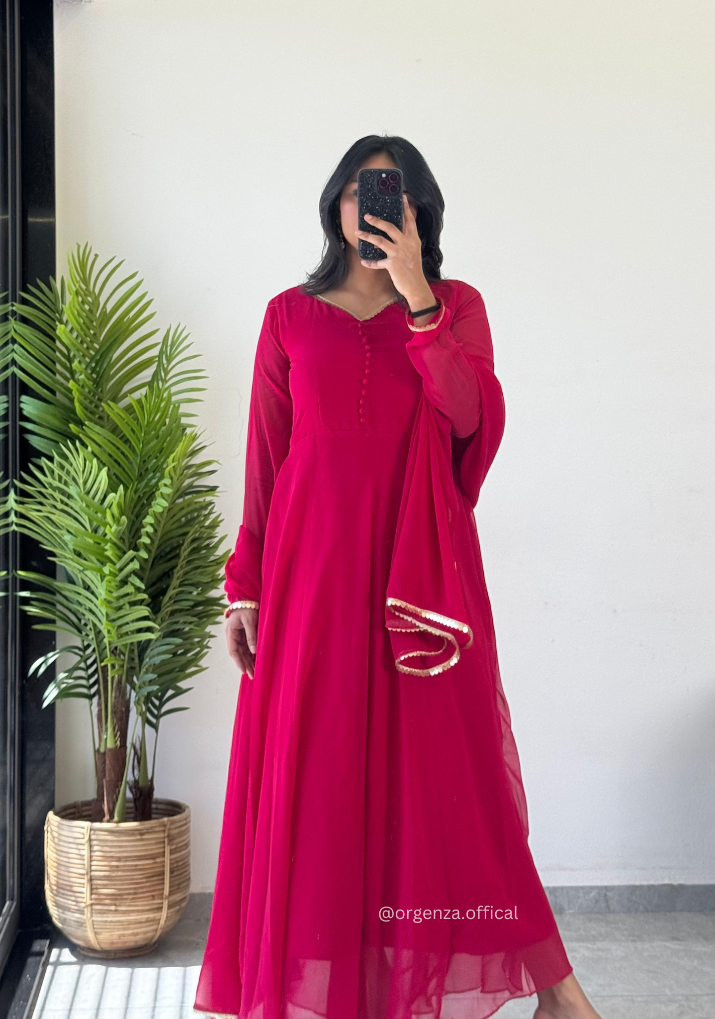 Pink Colour Pure Georgette Gown - Orgenza Store