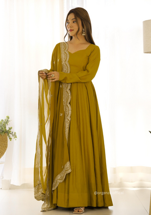 Roman Silk Chanderi Plain Anarkali Kurti - Orgenza Store