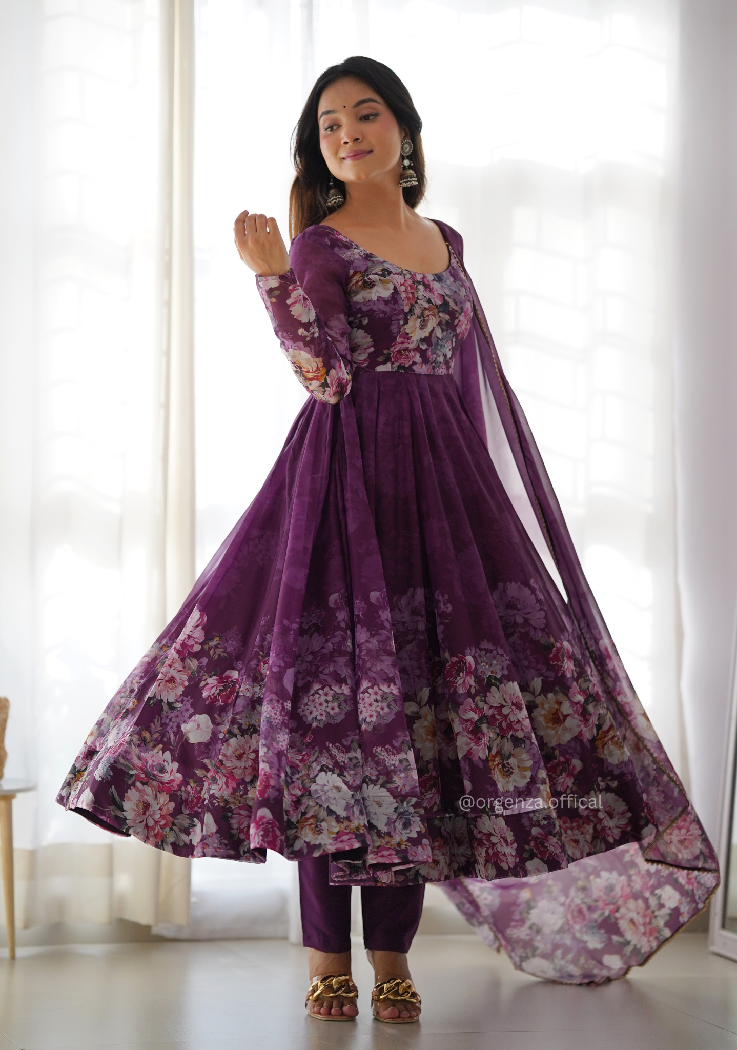 Floral Organza Silk Anarkali Kurtis - Orgenza Store