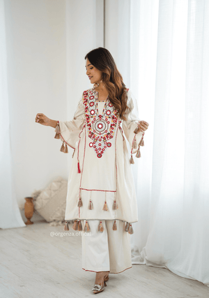 White Colour Premium Designer Co - ord Set - Orgenza Store - digisoch