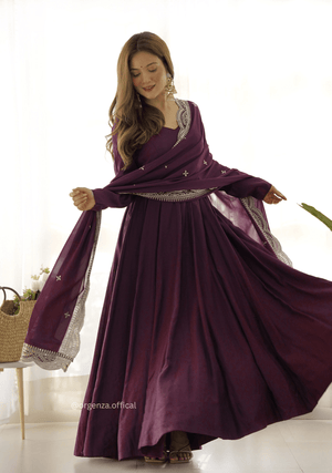 Roman Silk Chanderi Plain Anarkali Kurti - Orgenza Store - digisoch