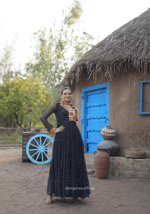 Black Colour Bandhani Print Gown - Orgenza Store - digisoch