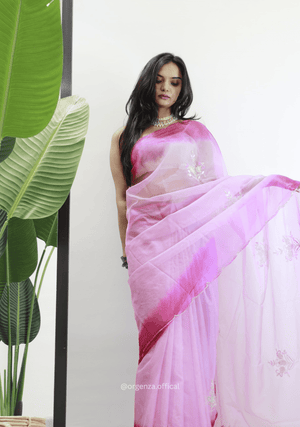 Baby Pink Colour Organza Silk Saree With Sequence Khatli - Orgenza Store - digisoch