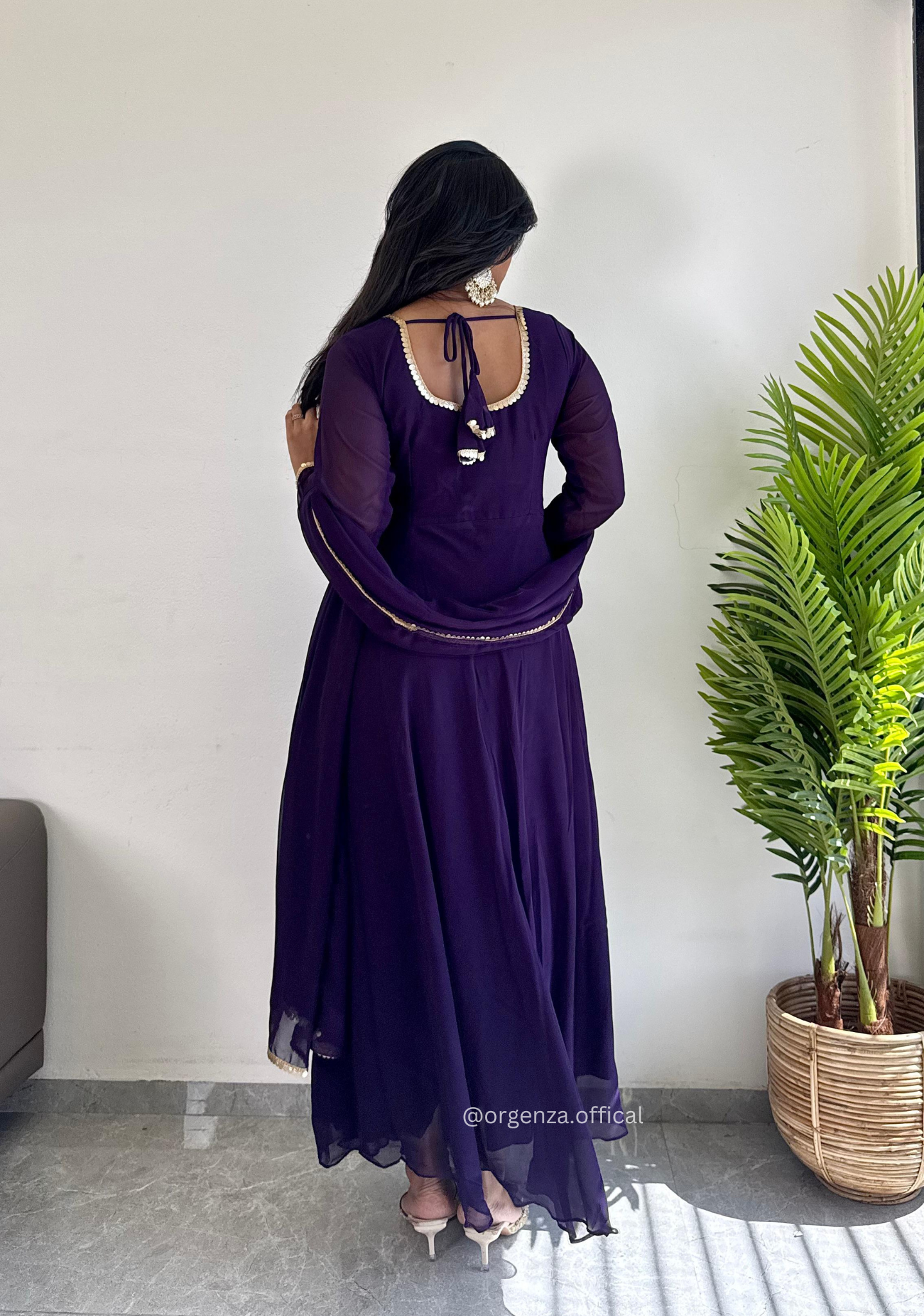 Purple Colour Pure Georgette Gown - Orgenza Store