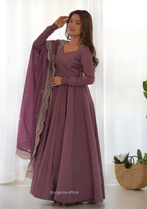 Roman Silk Chanderi Plain Anarkali Kurti - Orgenza Store
