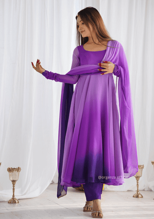 Georgette Plain Anarkali With Dupatta And Pant - Orgenza Store - digisoch