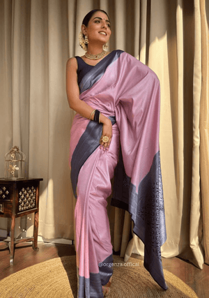 Baby Pink Colour Rich Pallu Saree Jacquard Zari With Blouse - Orgenza Store - digisoch