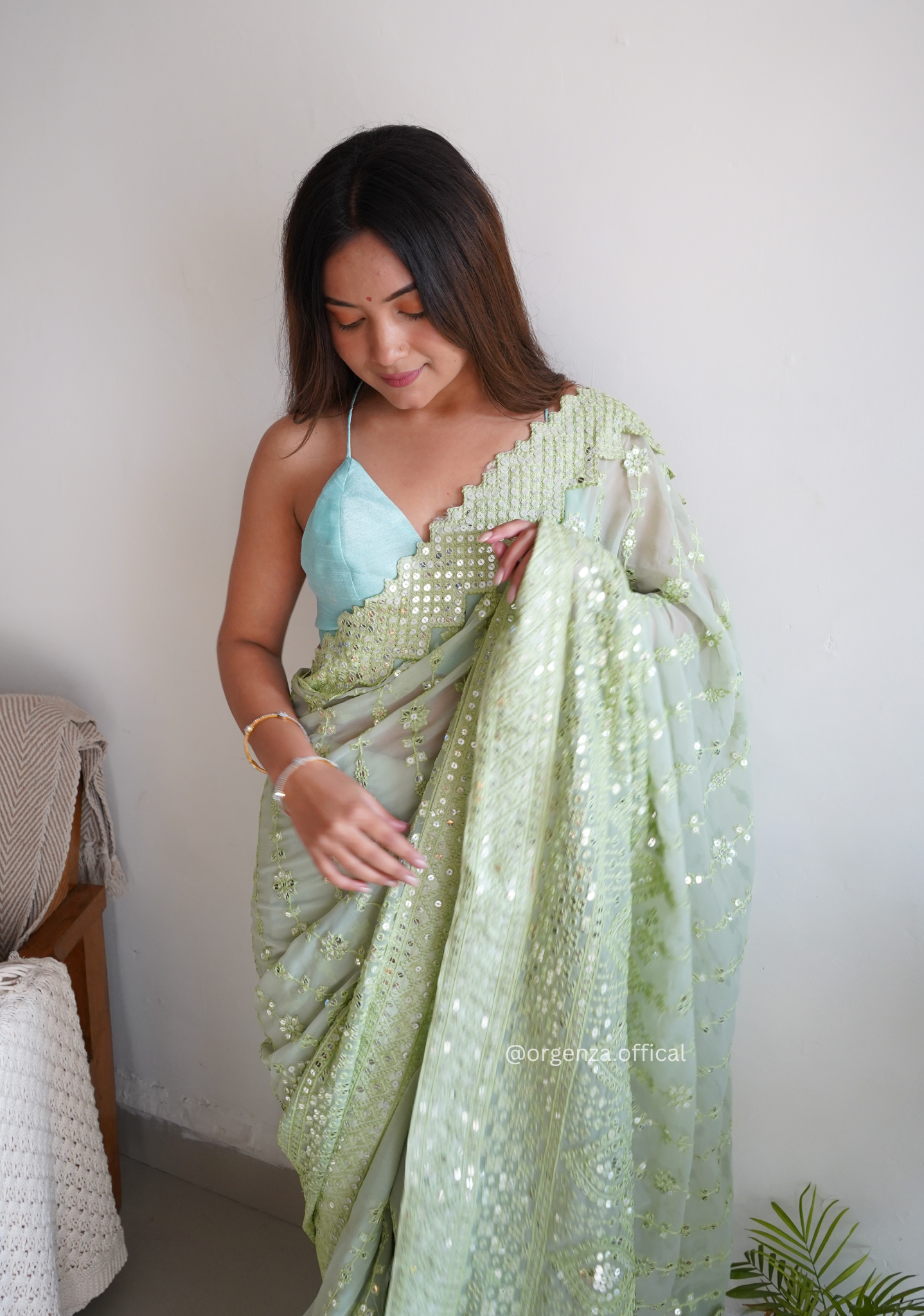 Georgette Silk Saree With Embroidery Work - Orgenza Store