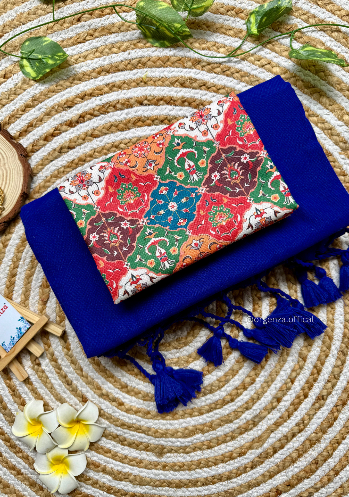 Blue Colour Cotton Saree With Chex Print Blouse