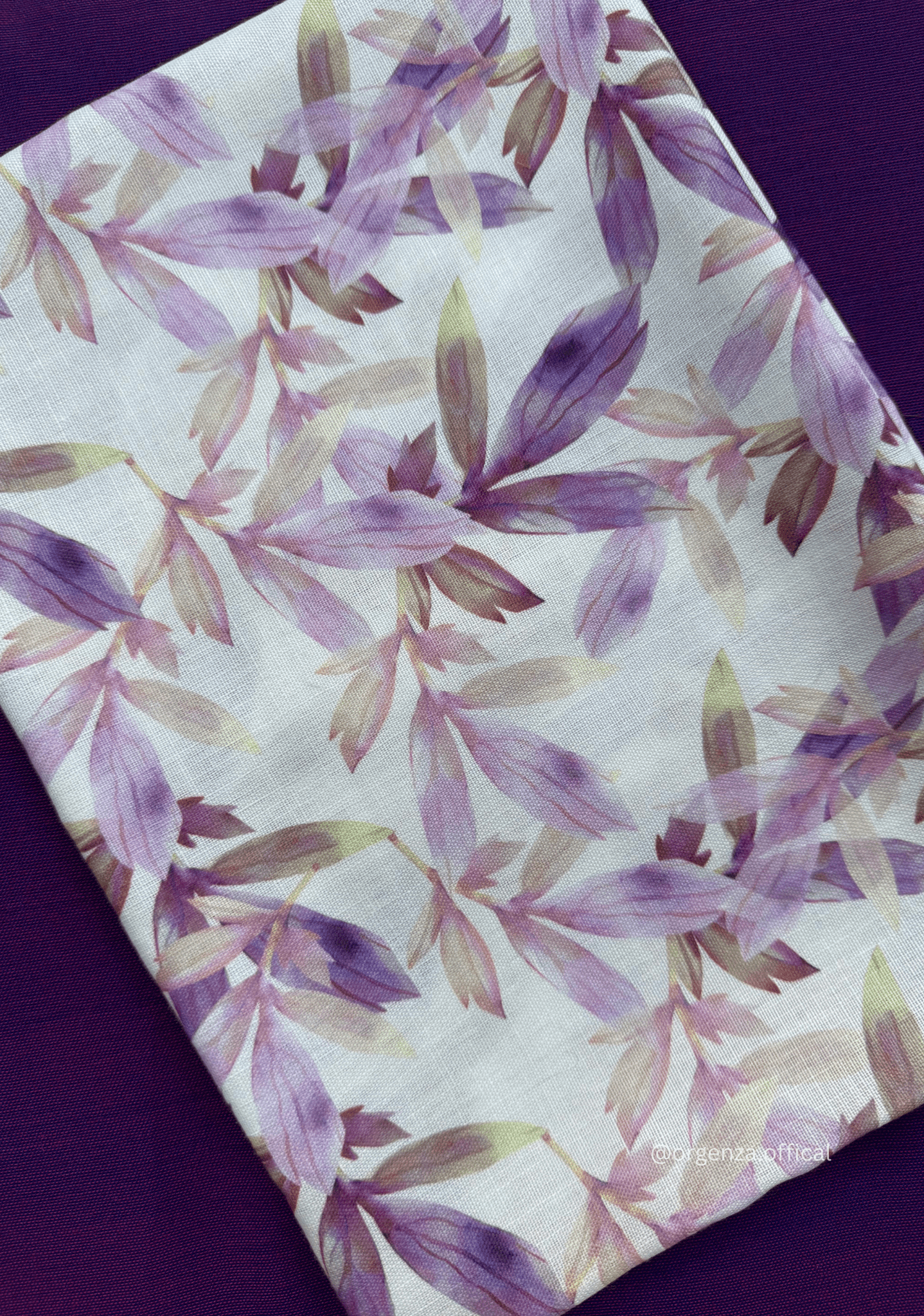 Purple Colour Cotton Saree With Purple Leaf Print Blouse With Pink Tassels - Orgenza Store - digisoch