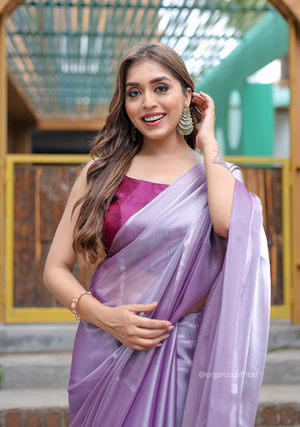 Plain Lavender Colour Jimmy Choo Saree - Orgenza Store - digisoch