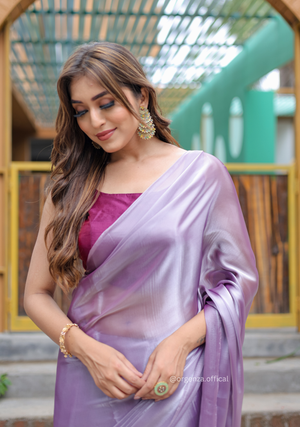 Plain Lavender Colour Jimmy Choo Saree - Orgenza Store - digisoch