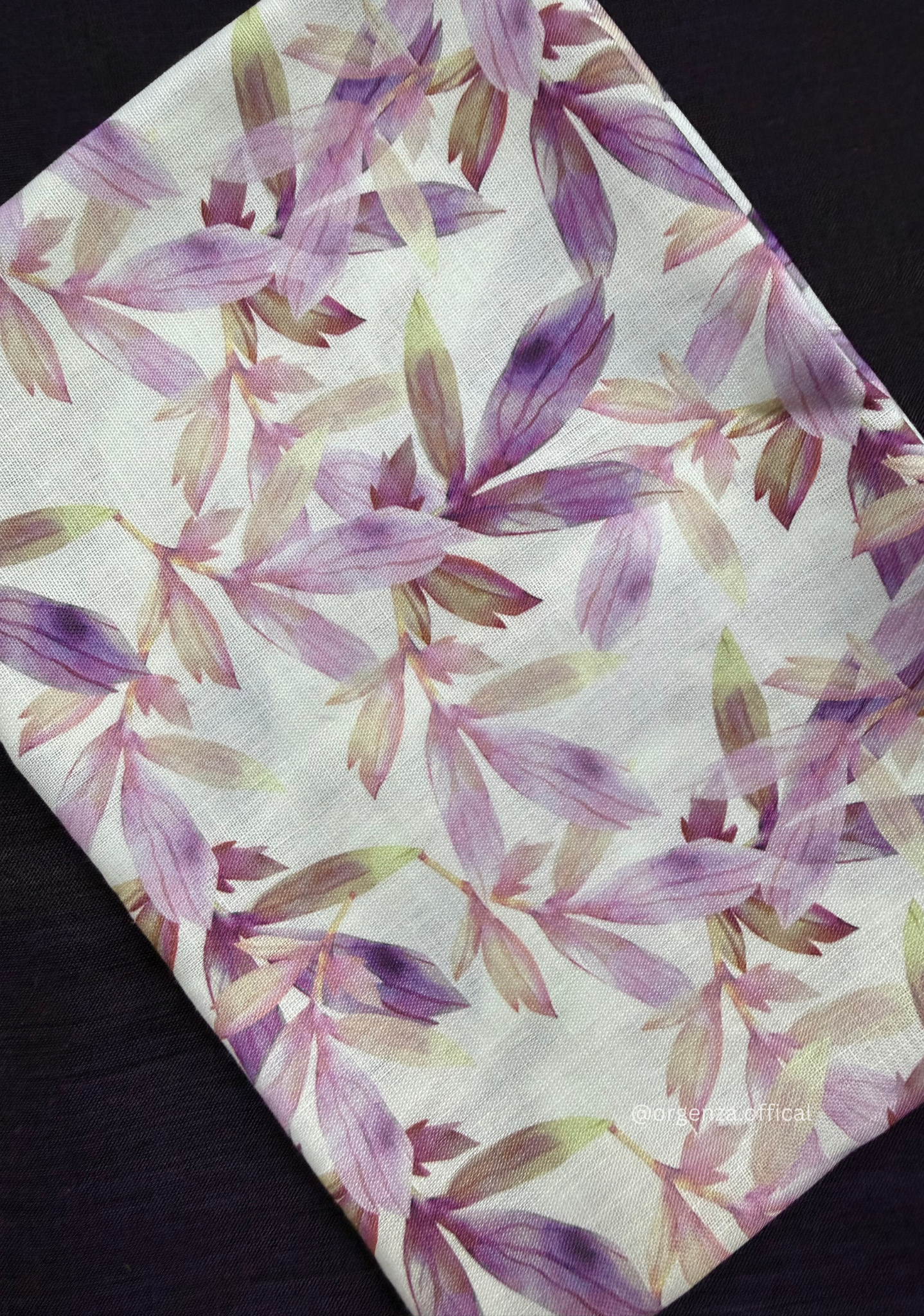 Purple Colour Cotton Saree With Purple Leaf Print Blouse