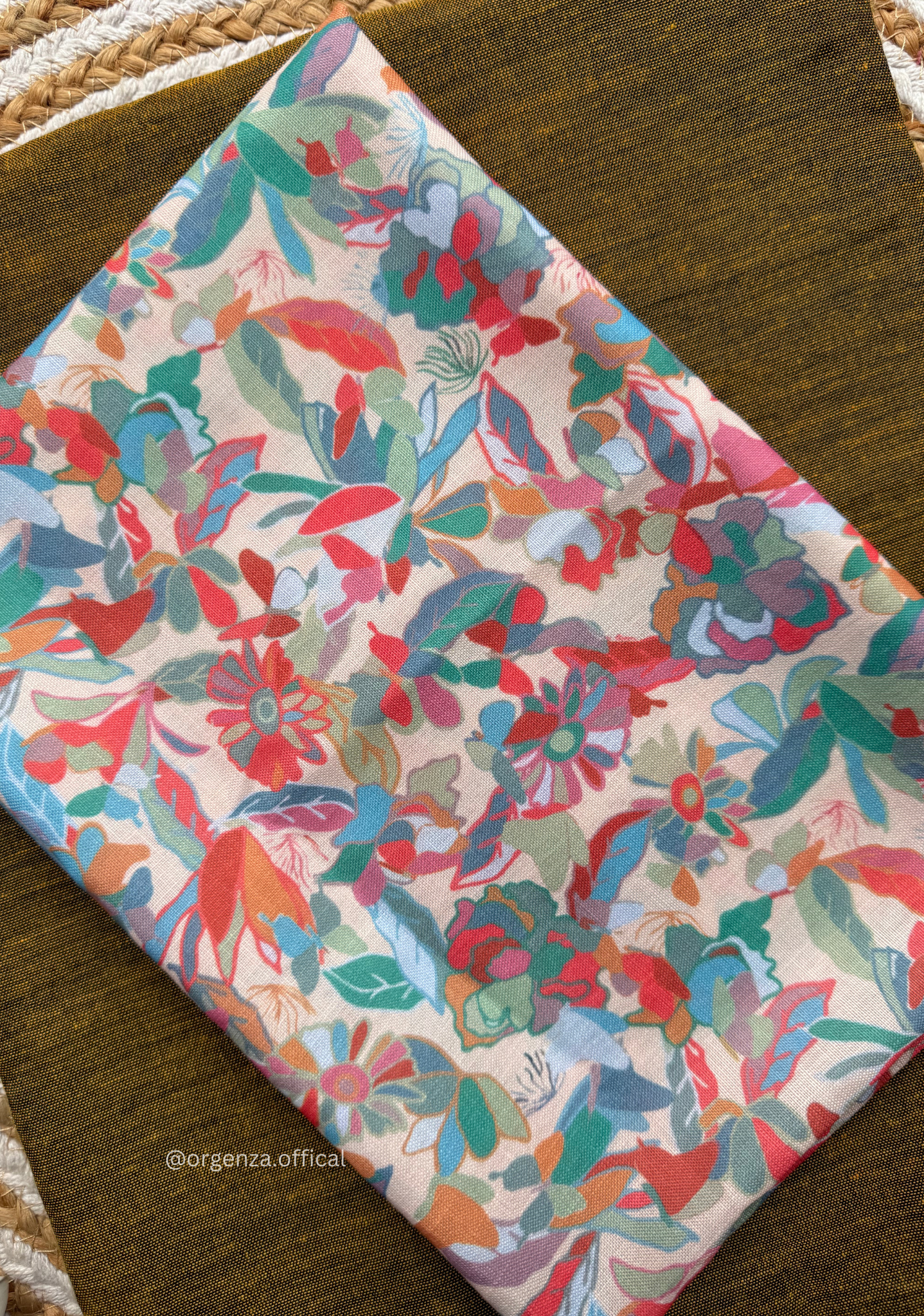 Mustered Yellow Colour Cotton Saree With Multi Print Blouse