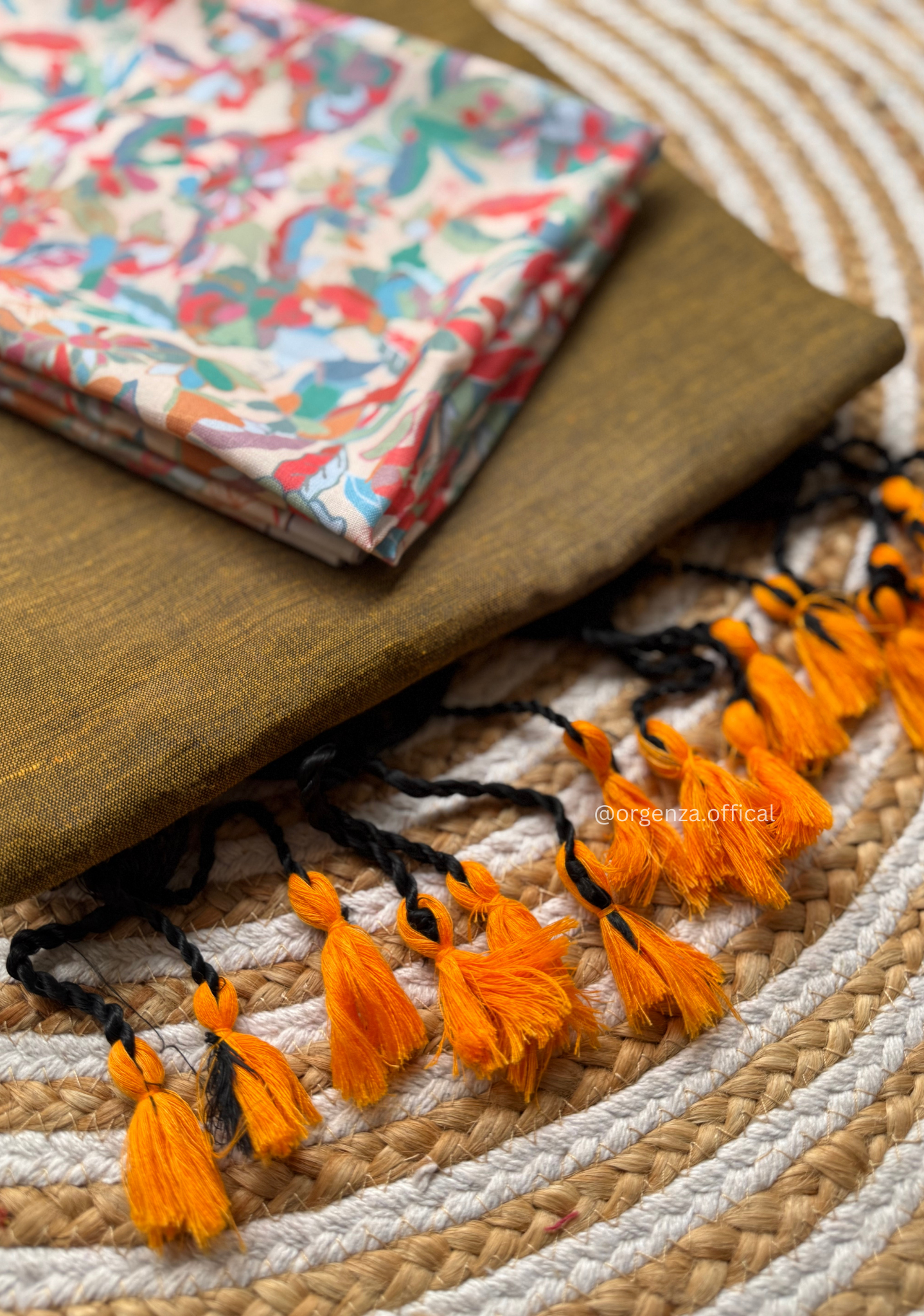 Mustered Yellow Colour Cotton Saree With Multi Print Blouse