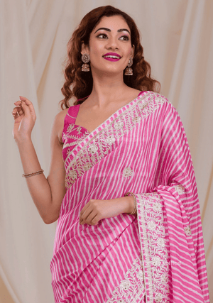 Baby Pink Colour Chinnon Digital Print Saree - Orgenza Store - digisoch