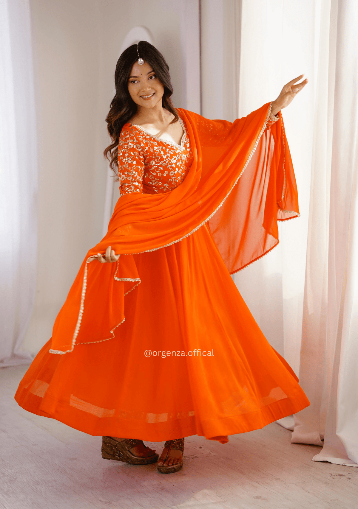 Georgette Sequence Embroidered Gown Set