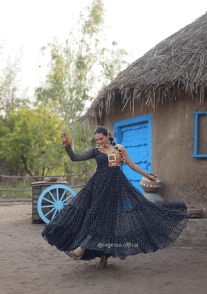 Black Colour Bandhani Print Gown - Orgenza Store - digisoch