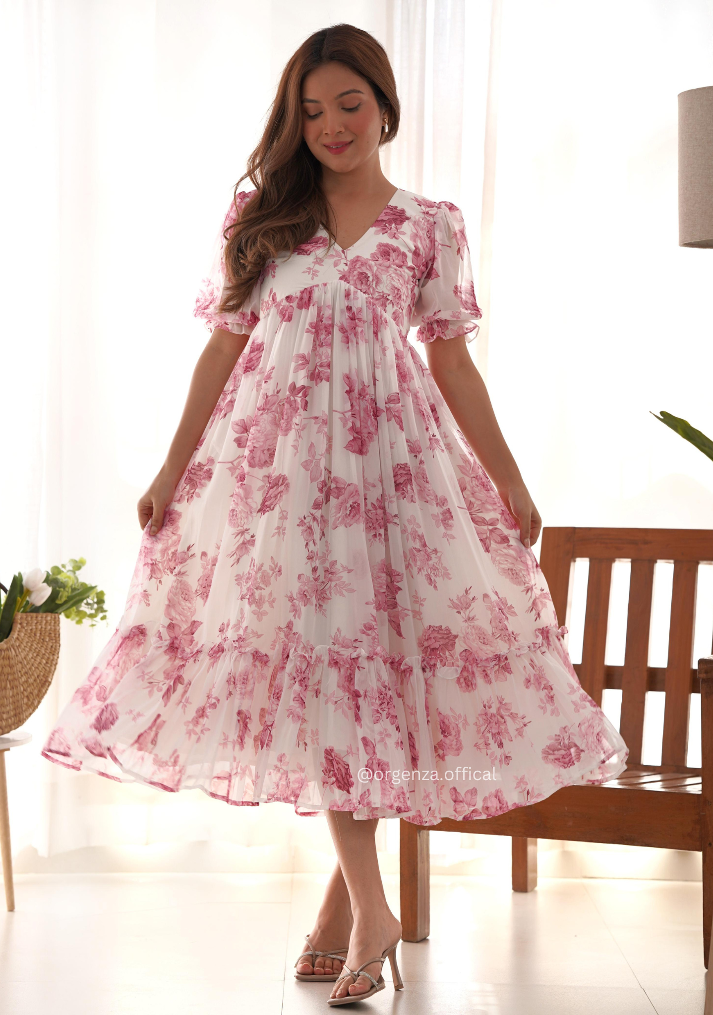 Pink Colour Georgette One Piece Dress - Orgenza Store