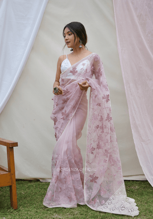 Pure Organza Silk Saree With Chikankari Work - Orgenza Store - digisoch