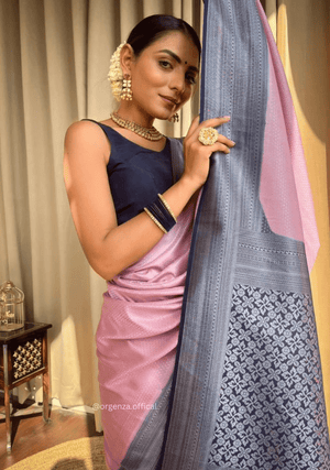 Baby Pink Colour Rich Pallu Saree Jacquard Zari With Blouse - Orgenza Store - digisoch
